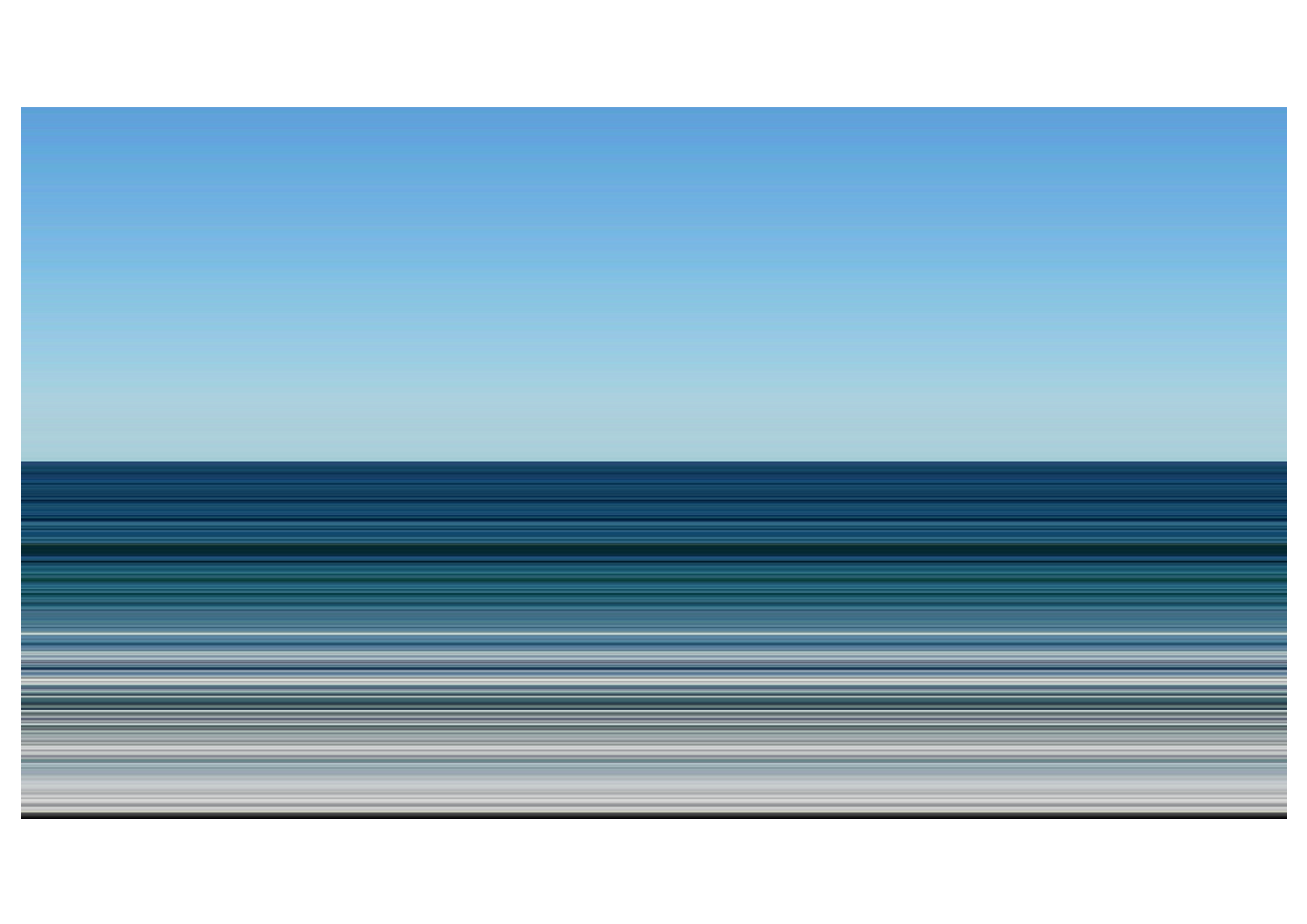 Horizons framed digital still in blue