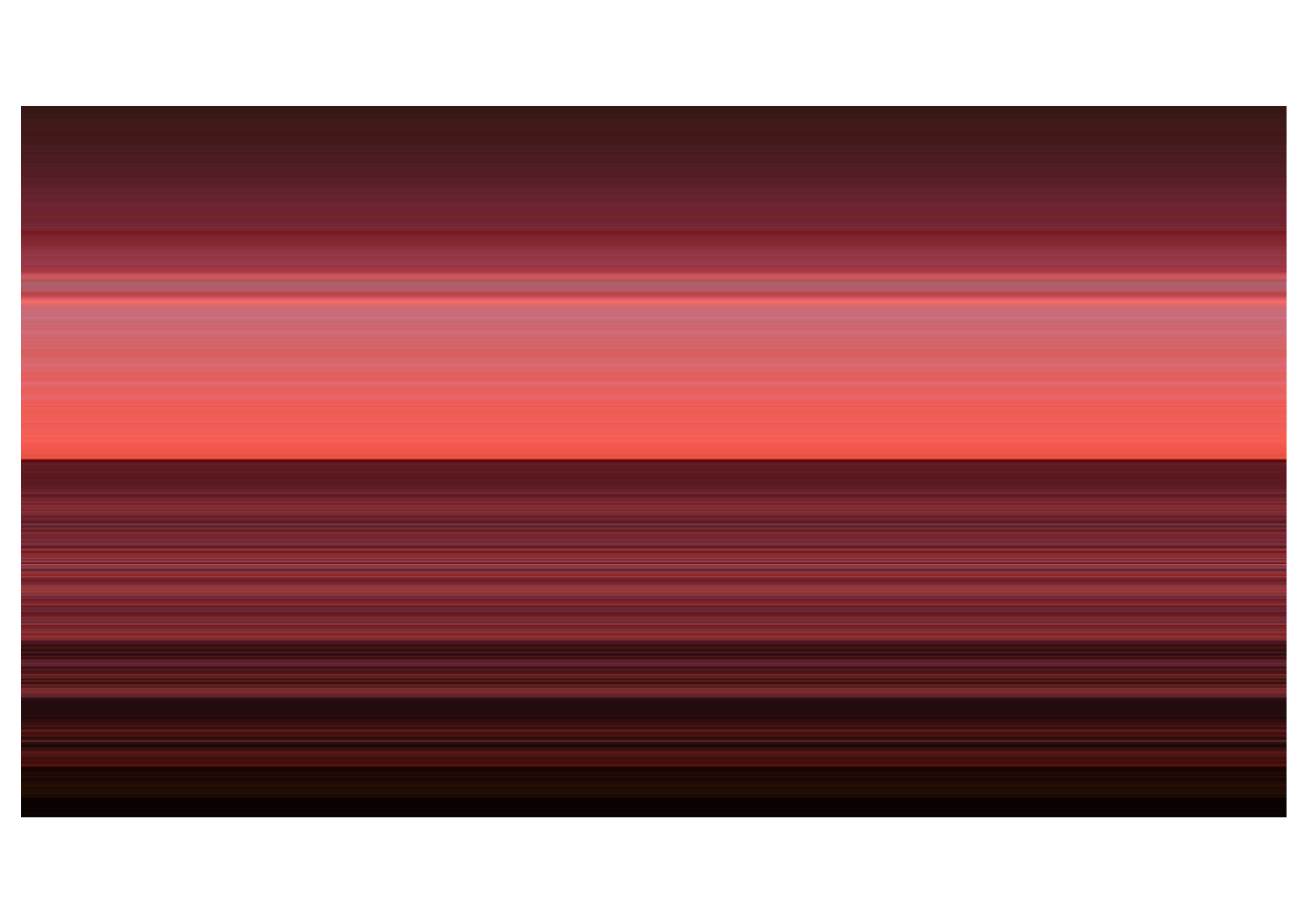Horizons framed digital still in red